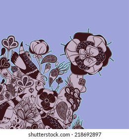 Vector decorative floral background, illustration with gorgeous ornamental frame. 