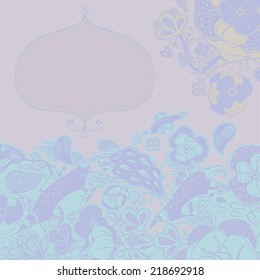 Vector decorative floral background, illustration with gorgeous ornamental frame. 