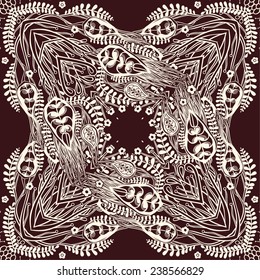 Vector decorative floral background, illustration with gorgeous ornamental frame. Pattern with unique flowers, plants, elements. Can be used as greeting card, invitations, postcard.