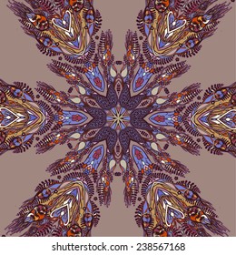 Vector decorative floral background, illustration with gorgeous ornamental frame. Pattern with unique flowers, plants, elements. Can be used as greeting card, invitations, postcard.