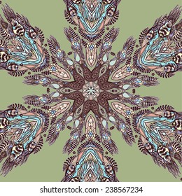 Vector decorative floral background, illustration with gorgeous ornamental frame. Pattern with unique flowers, plants, elements. Can be used as greeting card, invitations, postcard.