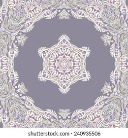 Vector decorative floral background, illustration with gorgeous ornamental frame. Pattern with unique flowers, plants, elements. Can be used as greeting card, invitations, postcard.