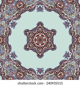 Vector decorative floral background, illustration with gorgeous ornamental frame. Pattern with unique flowers, plants, elements. Can be used as greeting card, invitations, postcard.