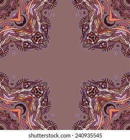 Vector decorative floral background, illustration with gorgeous ornamental frame. Pattern with unique flowers, plants, elements. Can be used as greeting card, invitations, postcard.