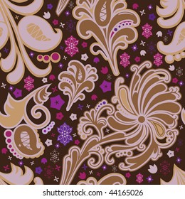 Vector decorative floral background with pattern in brown coloring