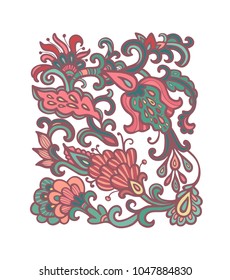 Vector decorative floral composition on white background