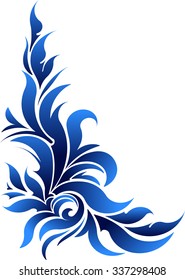 Vector decorative floral corner in blue tones.