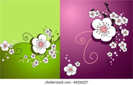Vector Decorative floral elements flowers on twigs