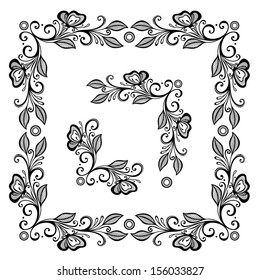 Vector Decorative Floral Frame, Ornament, Corner