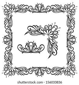 Vector Decorative Floral Frame, Ornament, Corner
