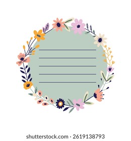 vector decorative floral frame with place for text, suitable for notes flat style