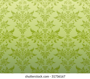 Vector decorative floral ornament on a green background
