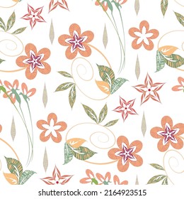 Vector decorative floral pattern in pastel light colors on a white background, spring-summer theme, elegant female background for fabric design, wallpaper.