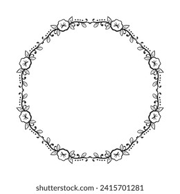 Vector decorative floral round element on white background.