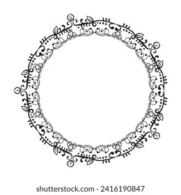 Vector decorative floral round element on white background