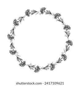 Vector decorative floral round element on white background