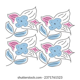 
  vector Decorative floral or Tropical flowers, leaves and twigs