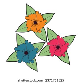 
  vector Decorative floral or Tropical flowers, leaves and twigs