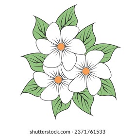 
  vector Decorative floral or Tropical flowers, leaves and twigs