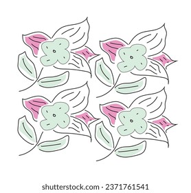 
  vector Decorative floral or Tropical flowers, leaves and twigs