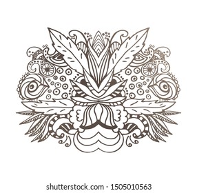Vector decorative flower. Ideal cards for any other kind of design, tattoo, coloring. Ethnic art, alchemy, boho style, astrology and magic symbol. Hand drawn element.
