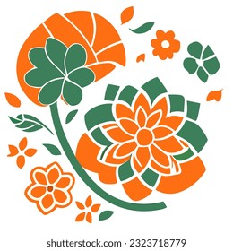 vector decorative flower illustration Floral digital sketch style design.