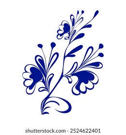 Vektor dekorative Blume auf weißem Hintergrund blaue Silhouette für Ornament, Muster