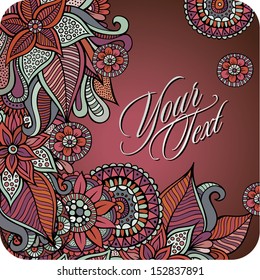 Vector decorative flowers and leaves card design