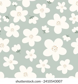 Vector decorative flowers seamless pattern design for fabric, wallpaper or wrapping paper.