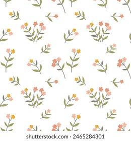 Vector decorative flowers seamless pattern design for fabric, wallpaper or wrapping paper.