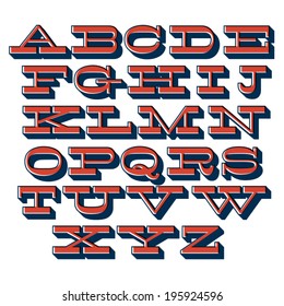 Vector decorative font. Vintage retro type.