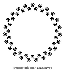Vector decorative frame animal pads, web design element, black and white