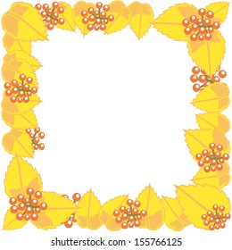 Vector decorative frame from autumn leaves and berries