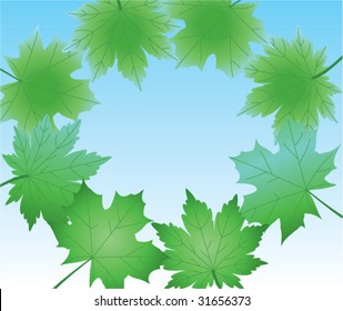 vector decorative frame background of green leaves