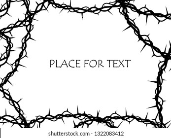 Vector decorative frame branch of thorns. The symbol of Christian Easter, the resurrection. The element is isolated on a light background.