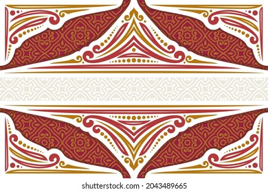Vector decorative Frame with copy space, decoration with flourishes for muslim festive invitation, filigree dividers with curls and dots, border with sophisticated arabian design elements on brown.