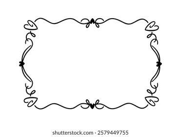 Vector Decorative frame design with hearts and swirls perfect for invitations or greeting cards.