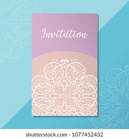 Vector decorative frame. Elegant element for design template, place for text.Floral border. Lace decor for birthday and greeting card, wedding invitation.