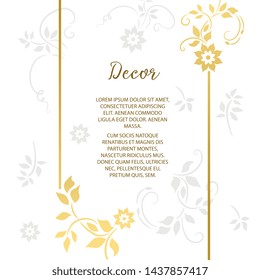 Vector decorative frame. Elegant element for design template. Floral border. Great for invitation, flyer, menu, brochure, postcard, background, wallpaper, decoration, packaging.