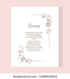 Vector decorative frame. Elegant element for design template, place for text. Floral border. Lace decor for birthday and greeting card, wedding invitation.