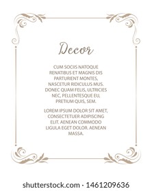 Vector decorative frame. Elegant element for design template, place for text. Floral border. Lace decor for birthday and greeting card, wedding invitation.