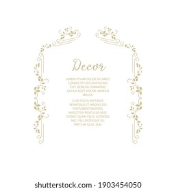 Vector decorative frame. Elegant element for design template, place for text. Floral border. Lace decor for birthday and greeting card, wedding invitation.
