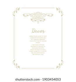 Vector decorative frame. Elegant element for design template, place for text. Floral border. Lace decor for birthday and greeting card, wedding invitation.