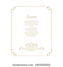 Vector Decorative Frame. Elegant Element For Design Template, Place For Text. Floral Border. Lace Decor For Birthday And Greeting Card, Wedding Invitation.