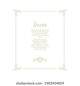 Vector Decorative Frame. Elegant Element For Design Template, Place For Text. Floral Border. Lace Decor For Birthday And Greeting Card, Wedding Invitation.