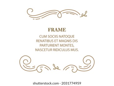 Vector decorative frame. Elegant element for design template, place for text. Floral border. Lace decor for birthday and greeting card, wedding invitation.