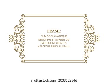 Vector decorative frame. Elegant element for design template, place for text. Floral border. Lace decor for birthday and greeting card, wedding invitation.