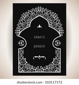 Vector decorative frame. Elegant element for design template, place for text.Floral border. Lace decor for birthday and greeting card, wedding invitation.