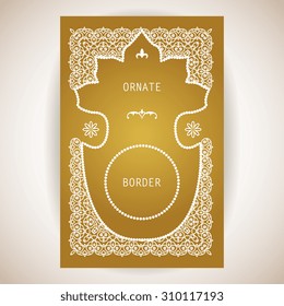 Vector decorative frame. Elegant element for design template, place for text.Floral border. Lace decor for birthday and greeting card, wedding invitation.