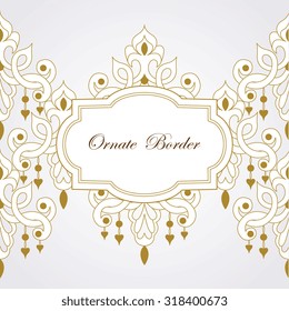 Vector decorative frame. Elegant element for design template, place for text.Floral border. Lace decor for birthday and greeting card, wedding invitation.